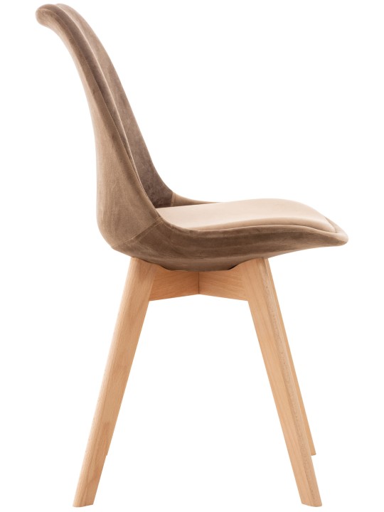 Ensemble de 4 chaises Linares velours, brun
