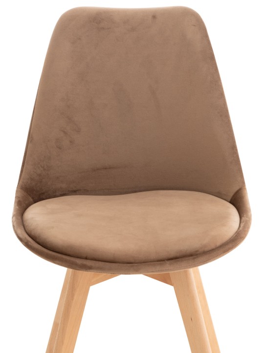 Ensemble de 4 chaises Linares velours, brun