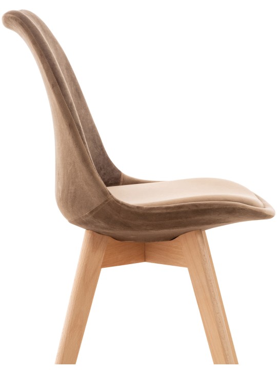 Ensemble de 4 chaises Linares velours, brun