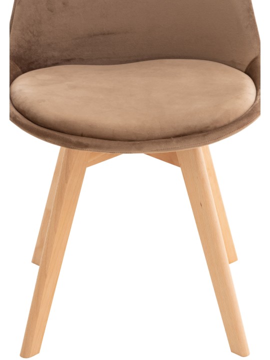 Ensemble de 4 chaises Linares velours, brun