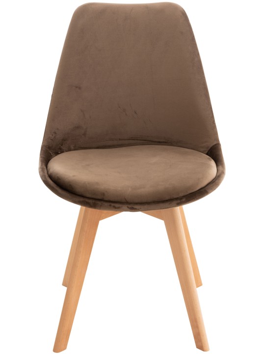 Ensemble de 4 chaises Linares velours, brun foncé