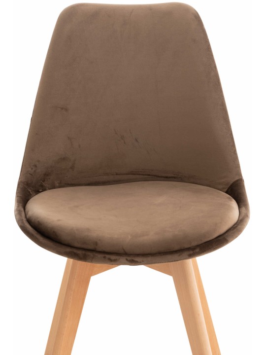 Ensemble de 4 chaises Linares velours, brun foncé