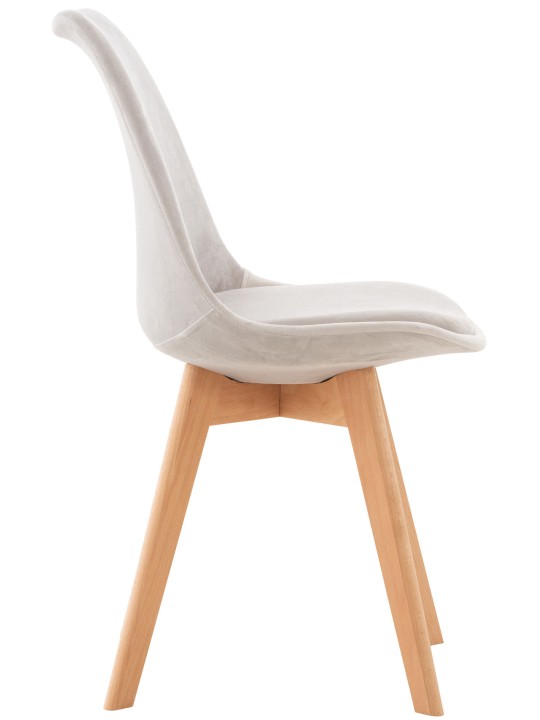 Ensemble de 4 chaises Linares velours, gris clair