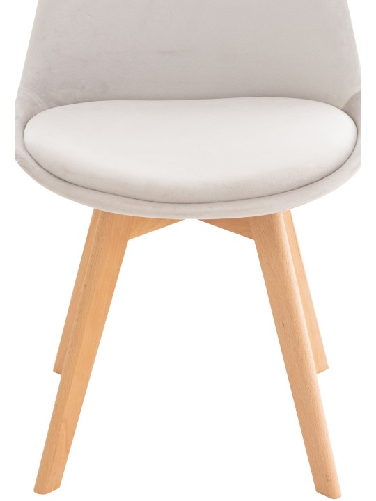 Ensemble de 4 chaises Linares velours, gris clair