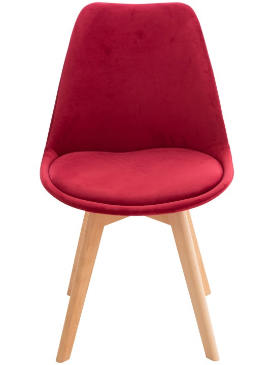 Ensemble de 4 chaises Linares velours, rouge