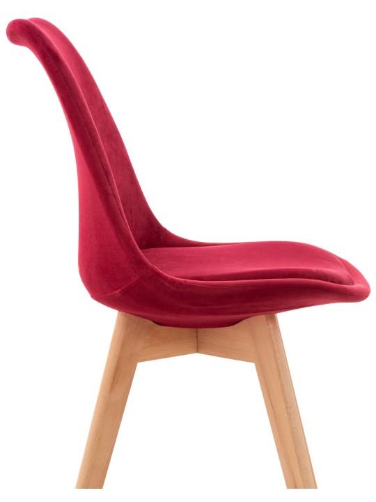 Ensemble de 4 chaises Linares velours, rouge