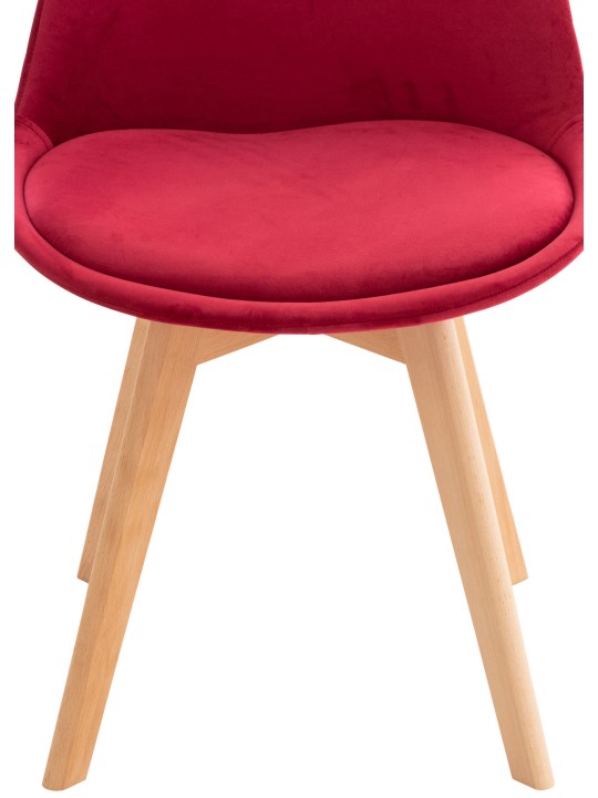 Ensemble de 4 chaises Linares velours, rouge