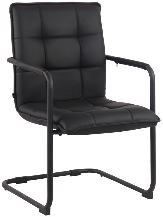 Chaise visiteur Gandia cuir artificiel, noir