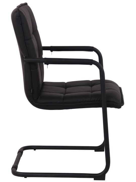 Chaise visiteur Gandia cuir artificiel, noir
