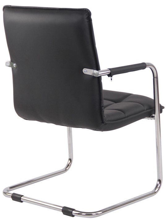 Chaise visiteur Gandia simili cuir chrome, noir