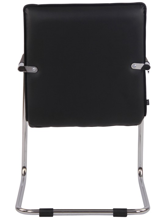 Chaise visiteur Gandia simili cuir chrome, noir
