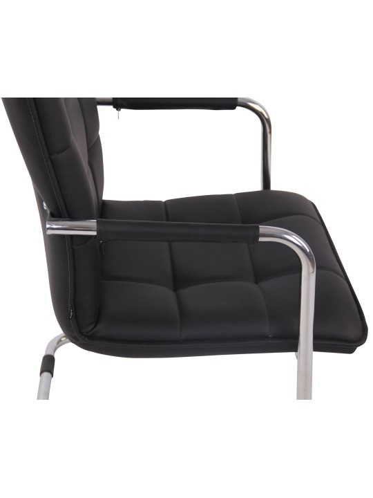 Chaise visiteur Gandia simili cuir chrome, noir
