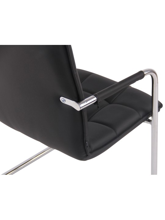 Chaise visiteur Gandia simili cuir chrome, noir