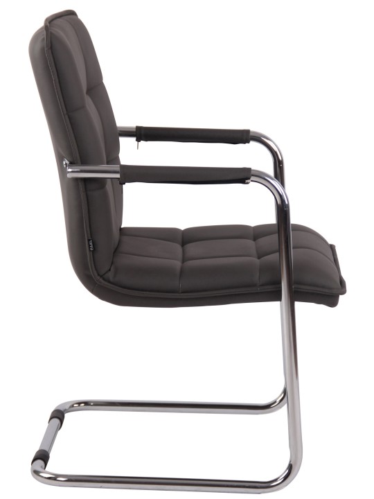 Chaise visiteur Gandia simili cuir chrome, gris