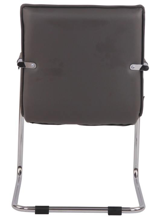 Chaise visiteur Gandia simili cuir chrome, gris