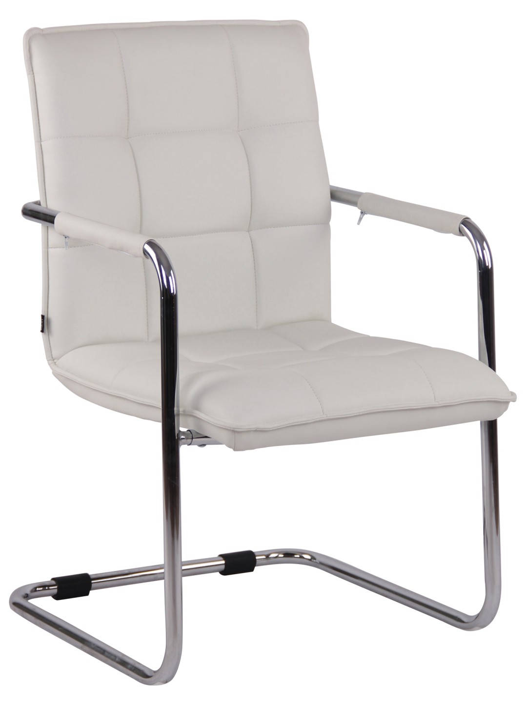 Chaise visiteur Gandia simili cuir chrome, blanc