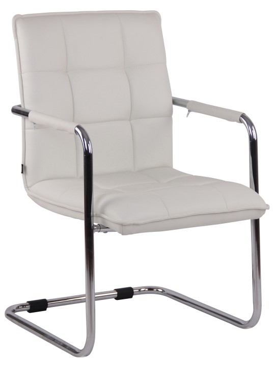 Chaise visiteur Gandia simili cuir chrome, blanc