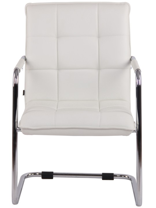 Chaise visiteur Gandia simili cuir chrome, blanc