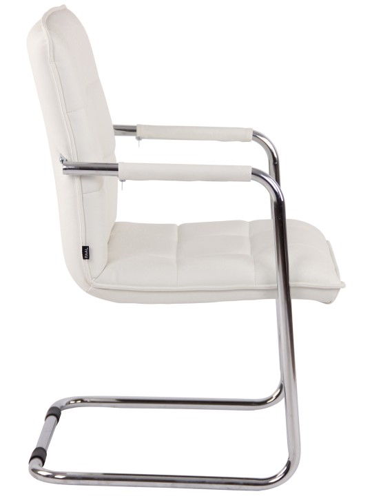 Chaise visiteur Gandia simili cuir chrome, blanc