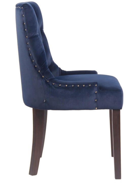 Ensemble de 4 chaises de salle à manger Aberdeen velours antique, bleu