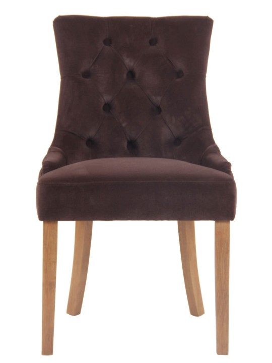 Lot de 4 chaises de salle à manger Aberdeen velours antique clair, brun