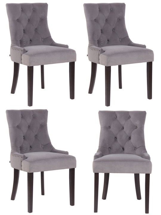 Ensemble de 4 chaises de salle à manger Aberdeen velours antique, gris