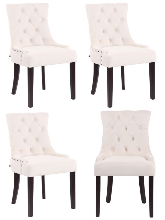 Ensemble de 4 chaises de salle à manger Aberdeen velours antique, crème