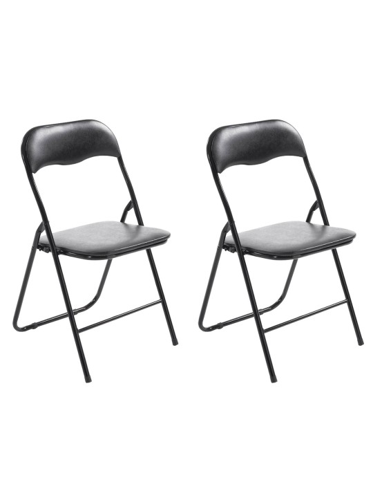 Lot de 2 chaises pliantes Felix, noir/noir