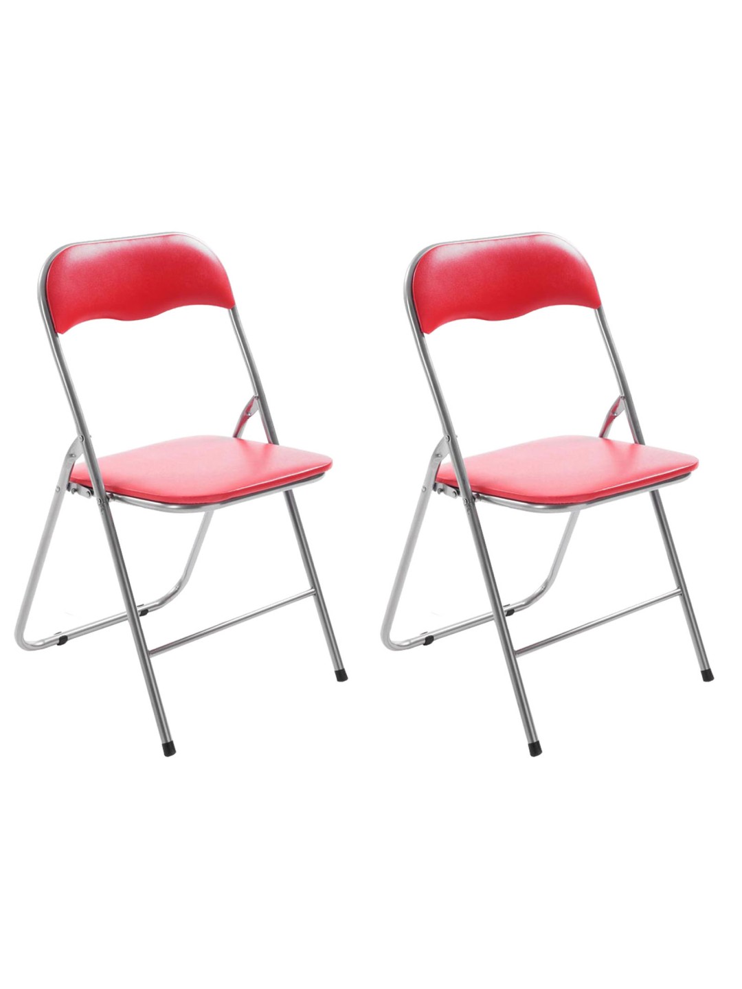Lot de 2 chaises pliantes Felix, rouge/argent