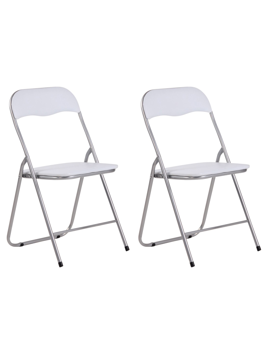 Lot de 2 chaises pliantes Felix, blanc/argent