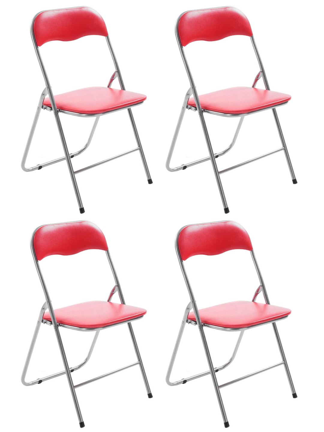 Lot de 4 chaises pliantes Felix, rouge/argent