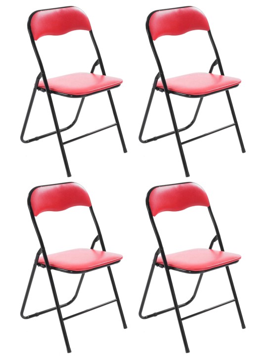 Lot de 4 chaises pliantes Felix, rouge/noir
