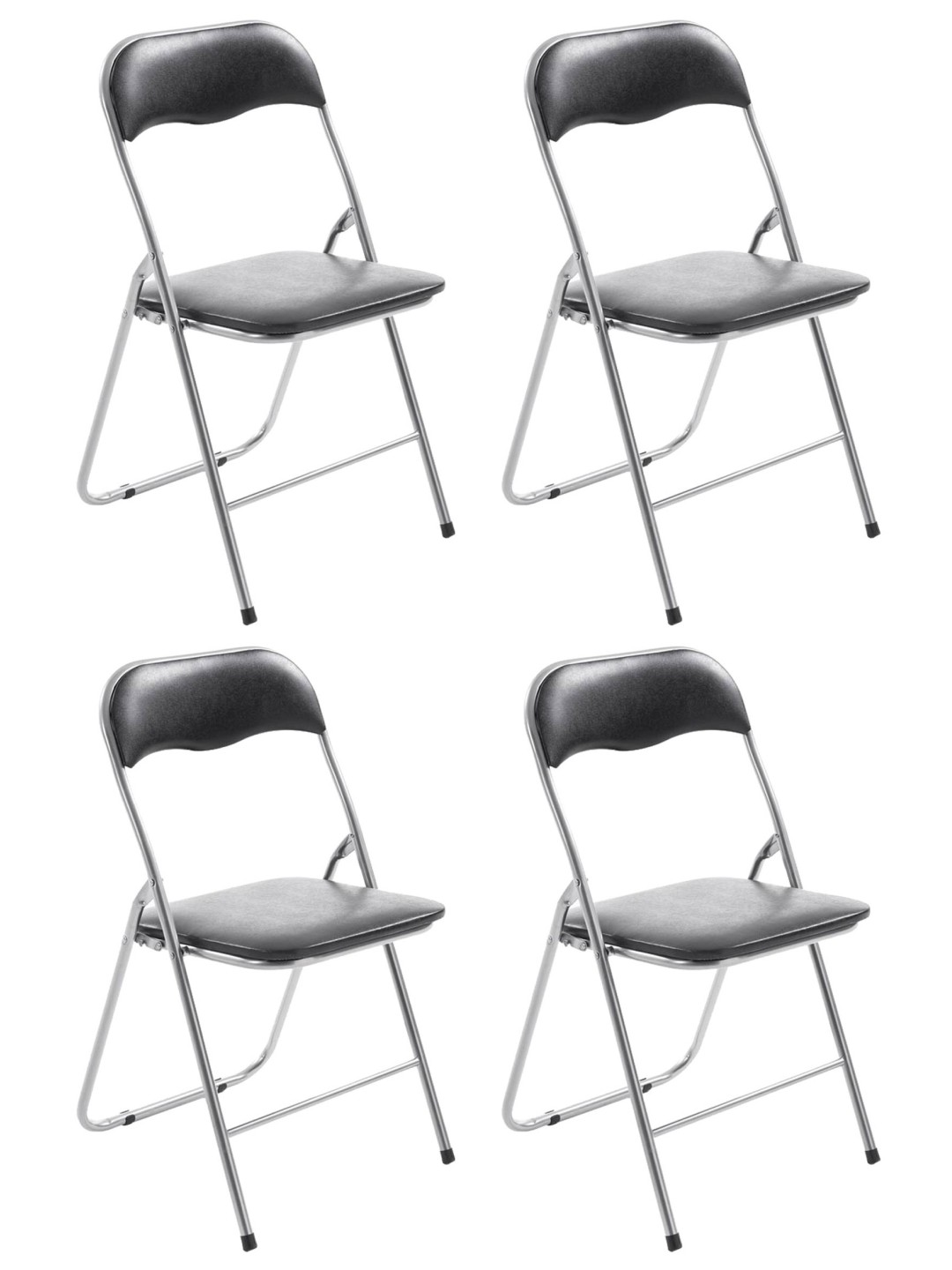 Lot de 4 chaises pliantes Felix, noir/argent