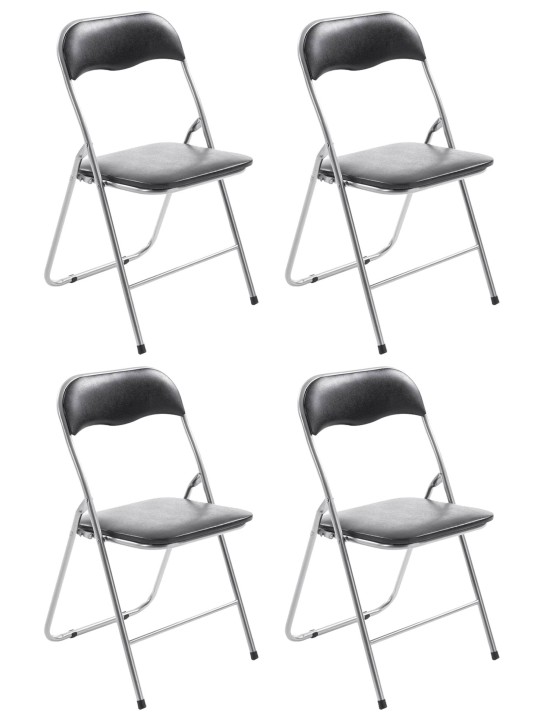 Lot de 4 chaises pliantes Felix, noir/argent