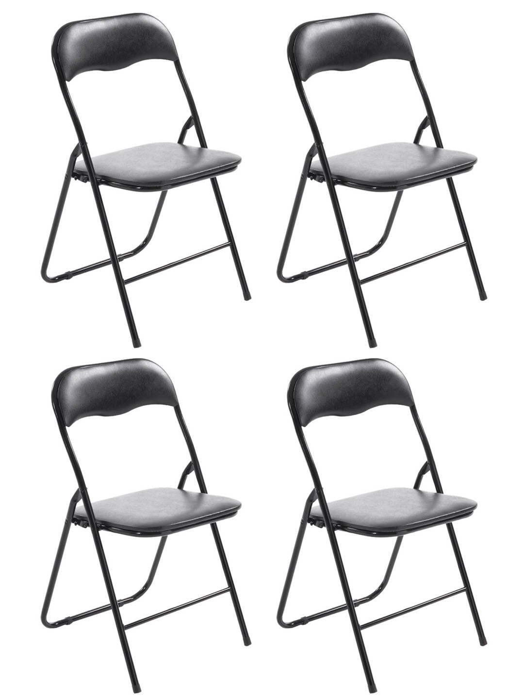 Lot de 4 chaises pliantes Felix, noir/noir