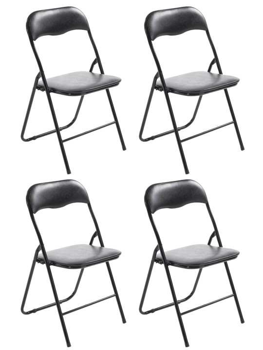 Lot de 4 chaises pliantes Felix, noir/noir