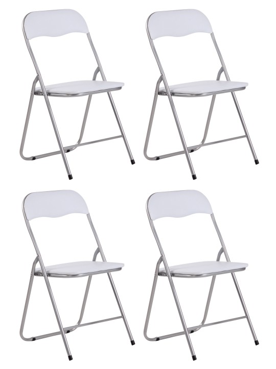 Lot de 4 chaises pliantes Felix, blanc/argent Lot de 4 chaises pliantes Felix, blanc/argent