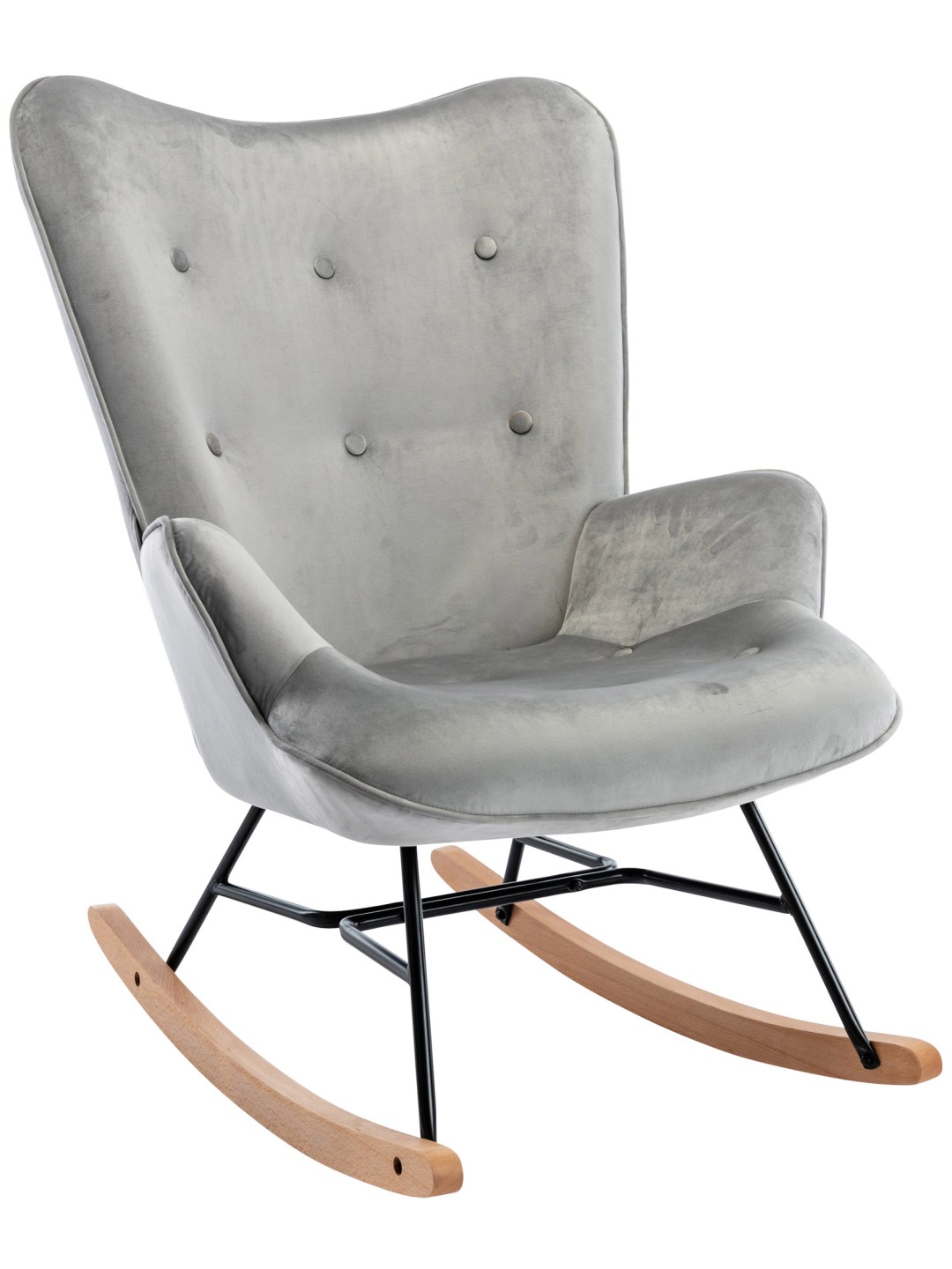 Fauteuil à bascule Sanka velours, gris