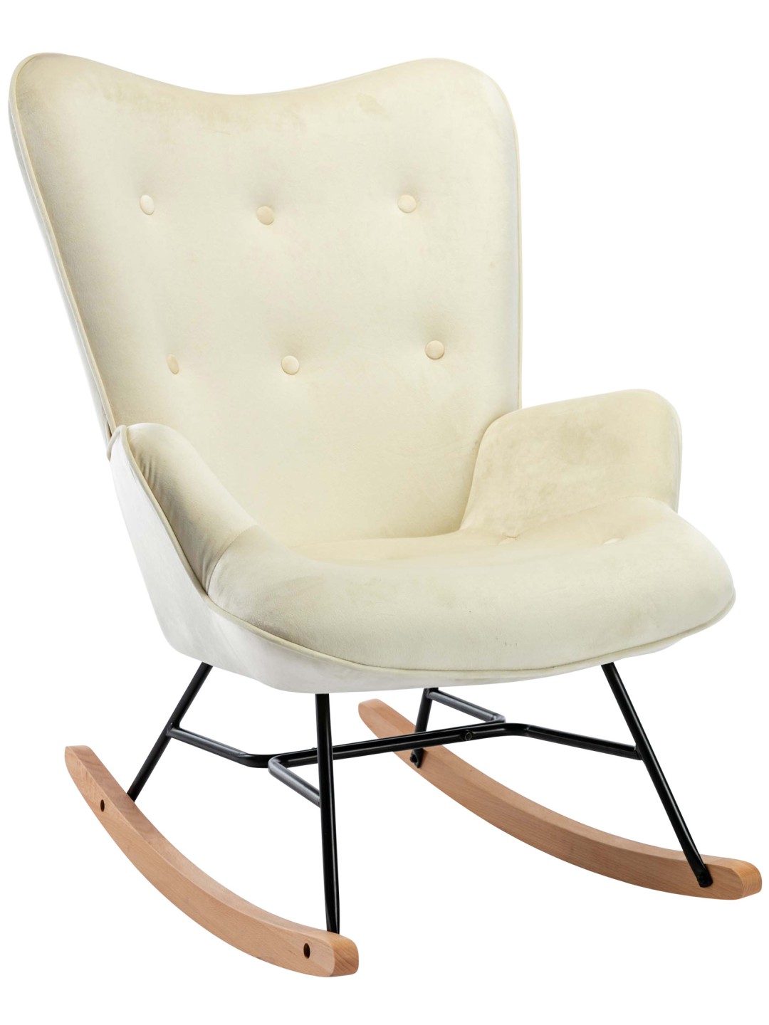 Fauteuil à bascule Sanka velours, crème