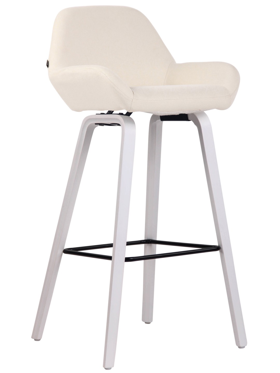 Tabouret de bar Newnan tissu structure 4 pieds (chêne), crème