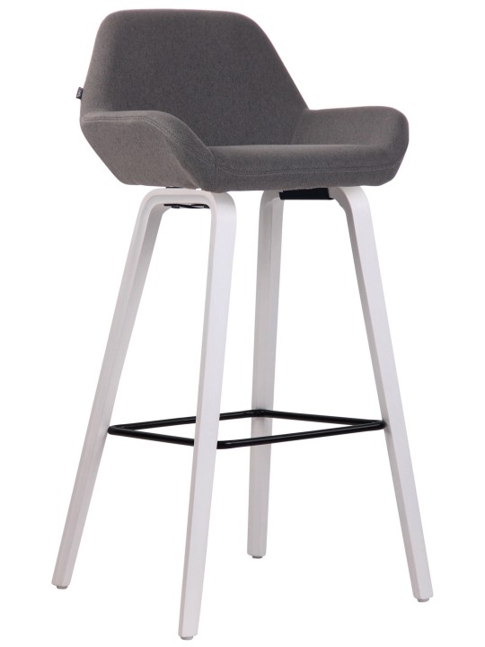 Tabouret de bar Newnan tissu structure 4 pieds (chêne), gris foncé Tabouret de bar Newnan tissu structure 4 pieds (chêne), gris foncé