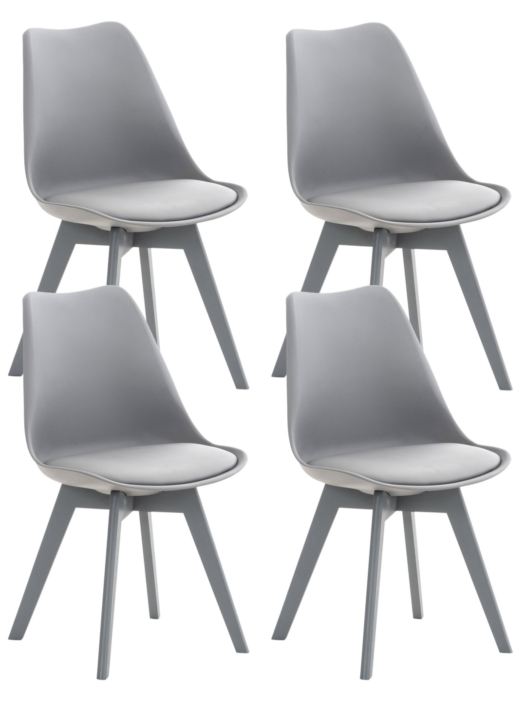 Ensemble de 4 chaises Linares plastique, gris/gris