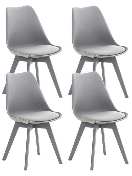 Ensemble de 4 chaises Linares plastique, gris/gris Ensemble de 4 chaises Linares plastique, gris/gris
