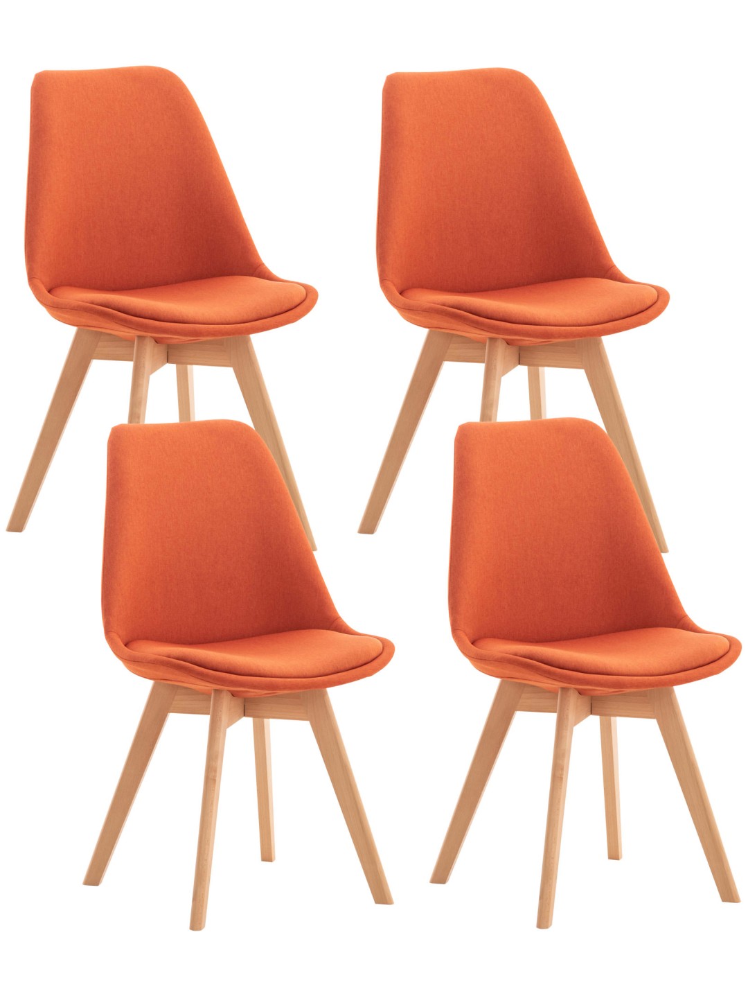 Ensemble de 4 chaises Linares tissu, orange