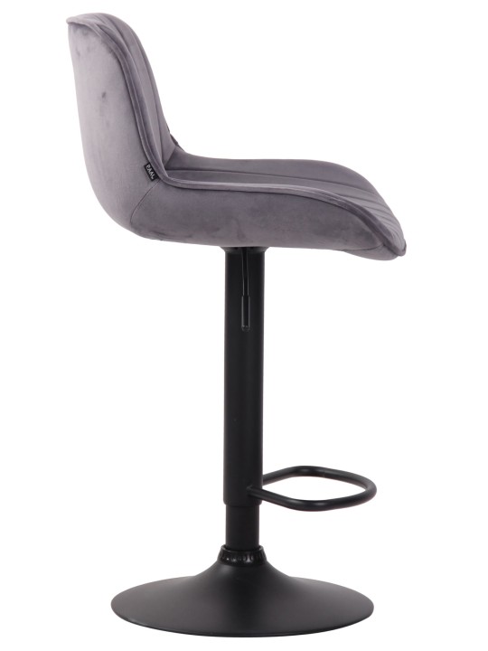 Tabouret de bar velours Lentini, gris foncé Tabouret de bar velours Lentini, gris foncé