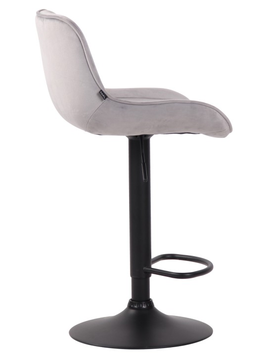 Tabouret de bar velours Lentini, gris
