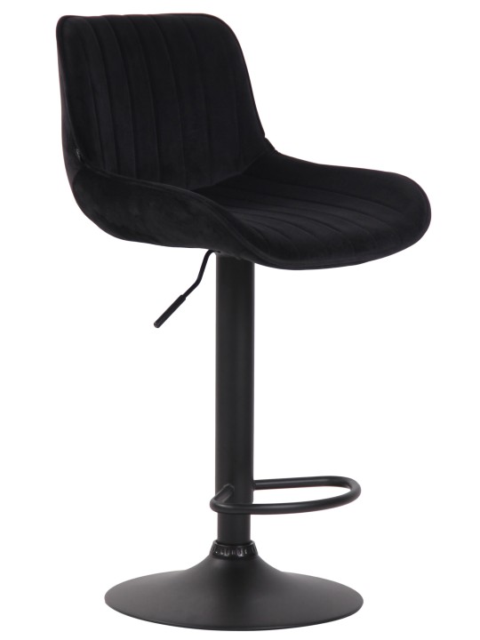 Tabouret de bar velours Lentini, noir Tabouret de bar velours Lentini, noir