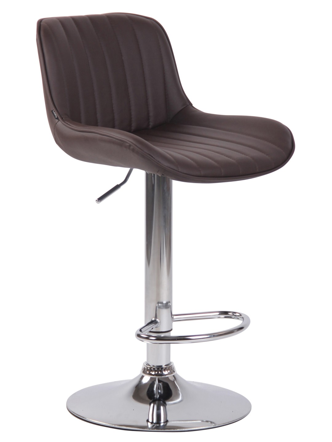 Tabouret de bar Lentini simili cuir chromé, brun