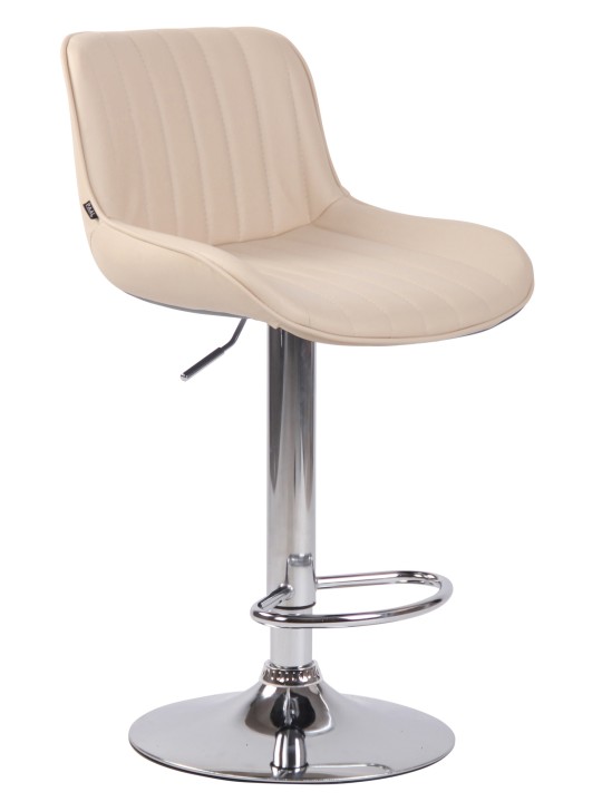 Tabouret de bar Lentini simili cuir chromé, crème