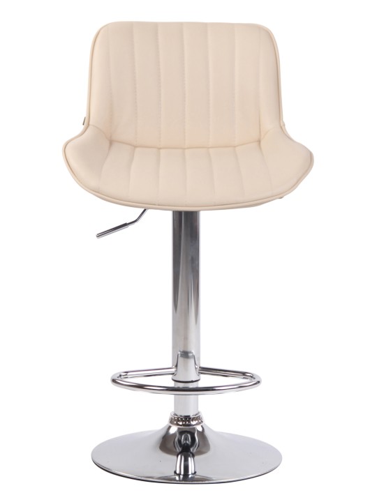 Tabouret de bar Lentini simili cuir chromé, crème